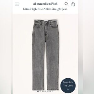 Abercrombie and fitch ankle straight ultra high rise gray size 27